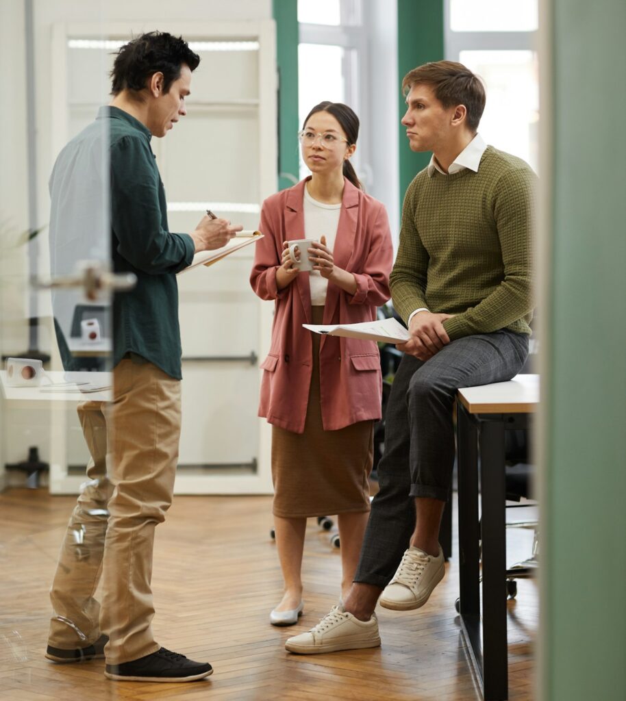 Business colleagues working in team
